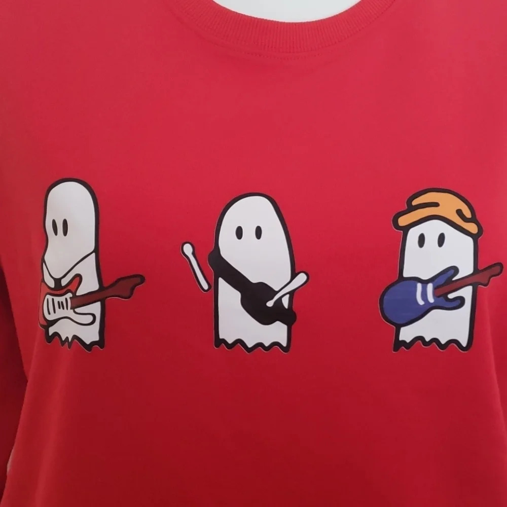 Red Ghost Print Crewneck Sweater - Picture 5 of 13